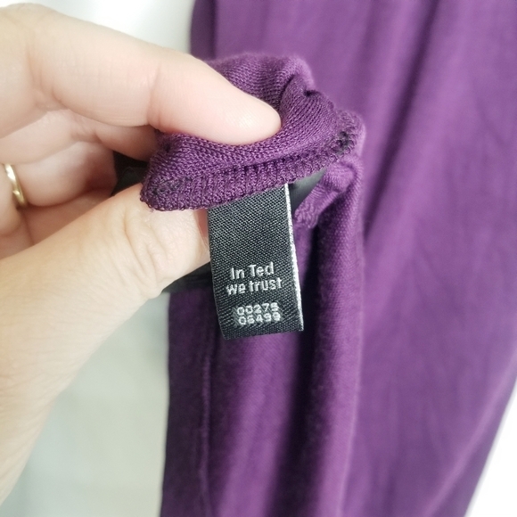 Ted Baker Dress Purple Knee Length 3/4 sleeve Low gathered Back Silk Pull Over 2 - Picture 5 of 14